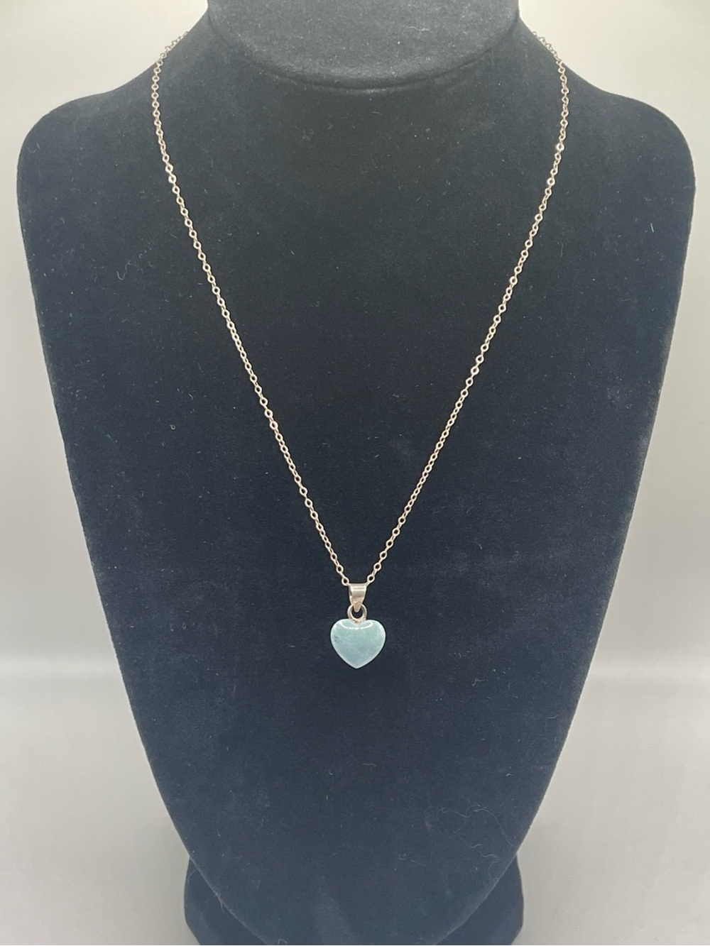 Larimar Heart Shaped Pendant Sterling Silver Necklace